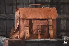 Men's Genuine Handmade Leather Vintage Laptop Messenger Briefcase Satchel Bag