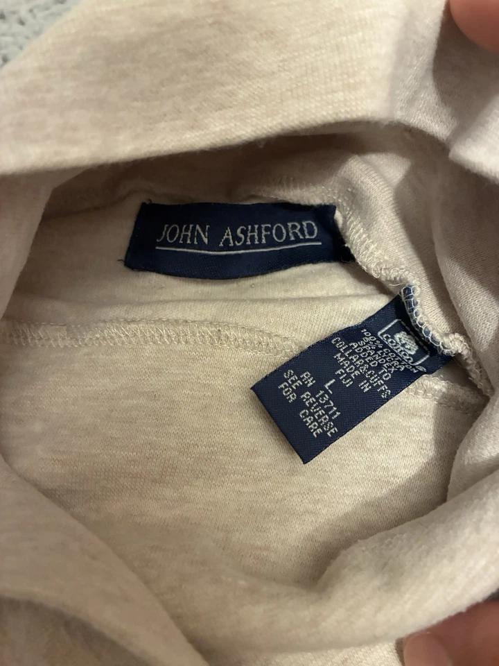 John Ashford Shirt Mens Size Large Beige Long Sleeve Shirt Soft Mock Turtle Neck - Image 3 of 4