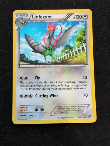 Pokemon TCG Unfezant 86/114 Rare Black & White Base Set