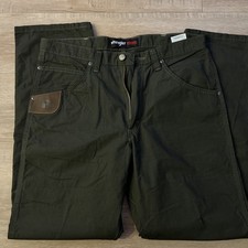 Wrangler Riggs Workwear Carpenter Pants Mens Size 34 x 32 Rip Stop Green Workwea