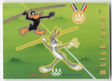1996 Upper Deck Looney Tunes OlympiCards Daffy and Bugs Javelin Throw #49