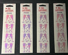 Mrs Grossman's Stickerbooks/ 4 PACK/ OPAL PARTY GLASSES(FLUTES), PINK