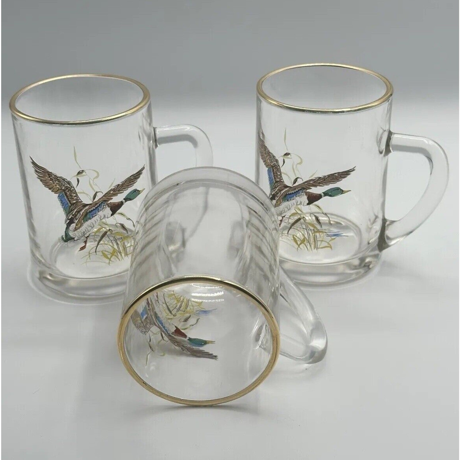 Jerry Raedeke Mallard Ducks in Flight Mugs Glasses 1975 Set of 3 ...
