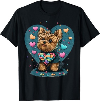 I Love My Yorkshire Terrier Yorkie Dog Valentines Heart Art T-Shirt