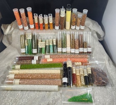  Huge Glass Seed Bead Lot 22.4 oz Japanese Delica Czech Bugle Tubes Bag Destash