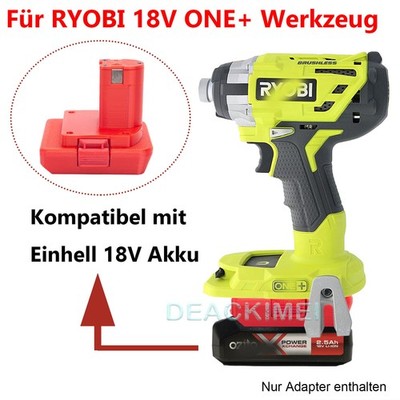 Akku Adapter Konverter für Einhell 18V Li-Ion Akku auf Ryobi 18V Elektrowerkzeug