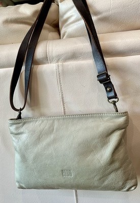 BIBA Vintage 70s Sage Gray Leather Shoulder/Crossbody/ Clutch Bag EUC 47