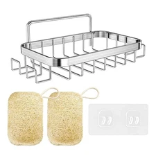 Kakalote Sponge Holder for Kitchen Sink, with 2 Loofah Sponges Kitchen Sink C...