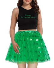 Adult Women Green Clover Tutu Skirt Teens Shamrock Irish Party Large,
