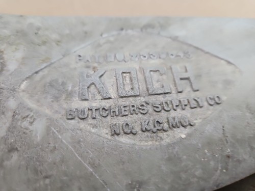 Vintage KOCH Butchers Supply Fleisch Knochen SÄGE Hackbeil Messer Schweine Splitter KCMO USA - Bild 2 von 10