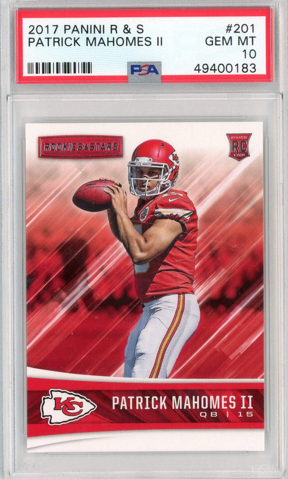Graded 2017 Panini R&S Patrick Mahomes II #201 RC Card PSA 10 Gem Mint