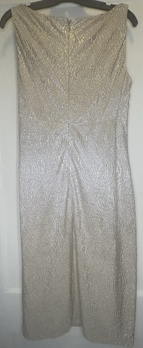 Ralph Lauren Size 14 Gold Shimmer Ruched V-Neck Sleeveless Women’s Dress - Picture 7 of 11