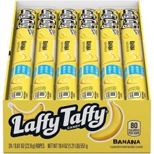 Laffy Taffy Banana Ropes 24 Pack 0.81oz Chewy Candy Stretchy Fruit Snack Bulk