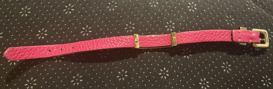 Pulsera de cuero rosa oscuro tono dorado Marc by Marc Jacobs Standard Supply 6-7" Foto 3 de 4