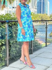 Lulu-B women STARFISH SPLASH ZIPPER SWING DRESS UPF 50 beach vacation XL NWT