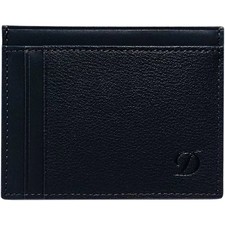 S.T. Dupont Men's Credit Card Holder Line D Grained Blue Leather Bifold 093004B