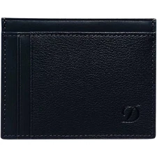 S.T. Dupont Men's Credit Card Holder Line D Grained Blue Leather Bifold 093004B