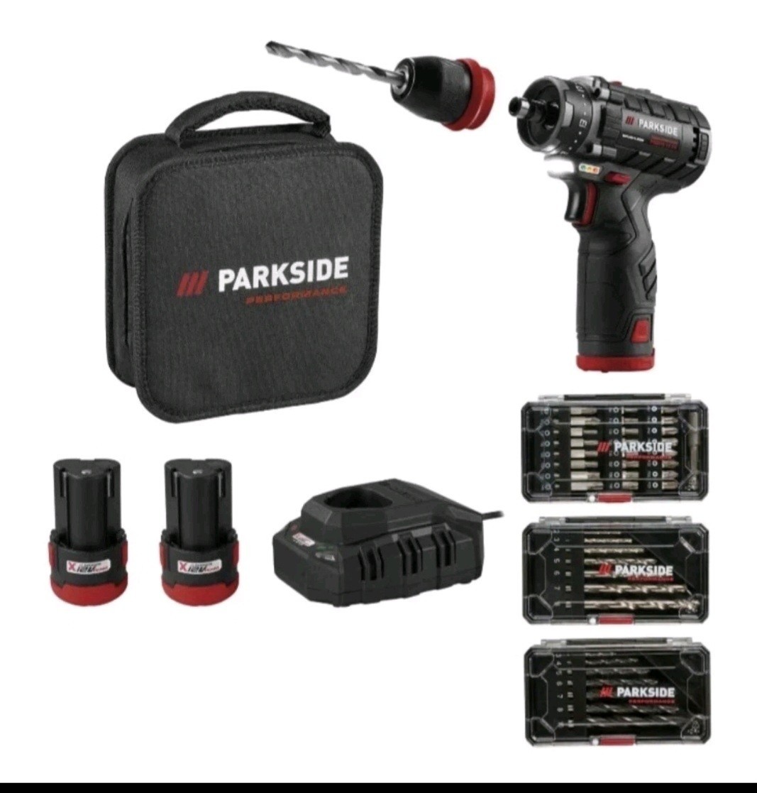 Trapano Avvitatore 12v Parkside Performance PBSPA 12 E4 Brushless + 2 Batterie