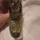 Vintage Fenton Olive Green Hobnail Glass Shoe With Cat Head Vintage Slipper Shoe — photo 7
