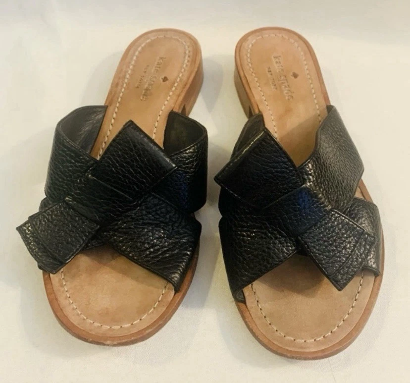 SANDALI ELEGANTI KATE SPADE NY BECKY FIOCCO PELLE NERA 7 5M