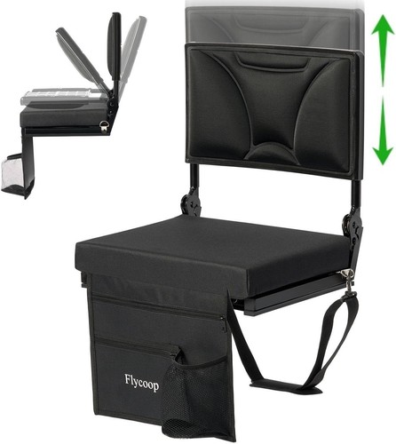 Stadium Seats with Back Support: Bleacher Chairs Cushion Black