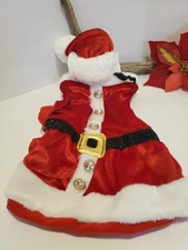 Merry & Bright Christmas Dog Mrs. Santa Costume with Holiday Hat in Size M