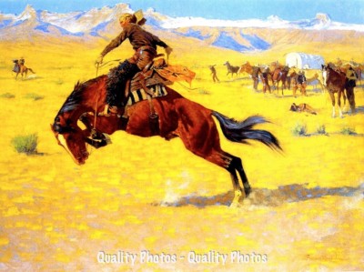 Cowboy on Bucking Horse 8.5x11'' Photo Print Frederic Remington Wild West Artwork