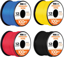 12 Gauge Primary Automotive Wire - 4 Roll Assortment Pack - 100 Ft of Copper Cla