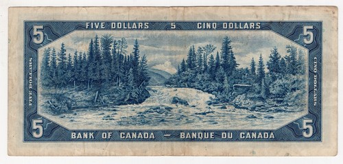 1954 BANK OF CANADA FIVE 5 DOLLAR BANK NOTE MS 4935796 NICE BILL - Picture 2 of 2
