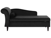 Chaiselongue Samt Schwarz Linksseitig Mit Kissen Modern Luiro