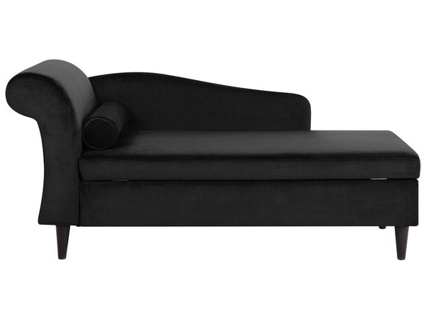 Chaiselongue Samt Schwarz Linksseitig Mit Kissen Modern Luiro-image