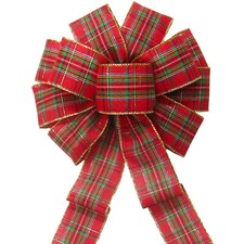 Wired Traditional Plaid Christmas Wreath Bows - Christmas Bows for Decorations
