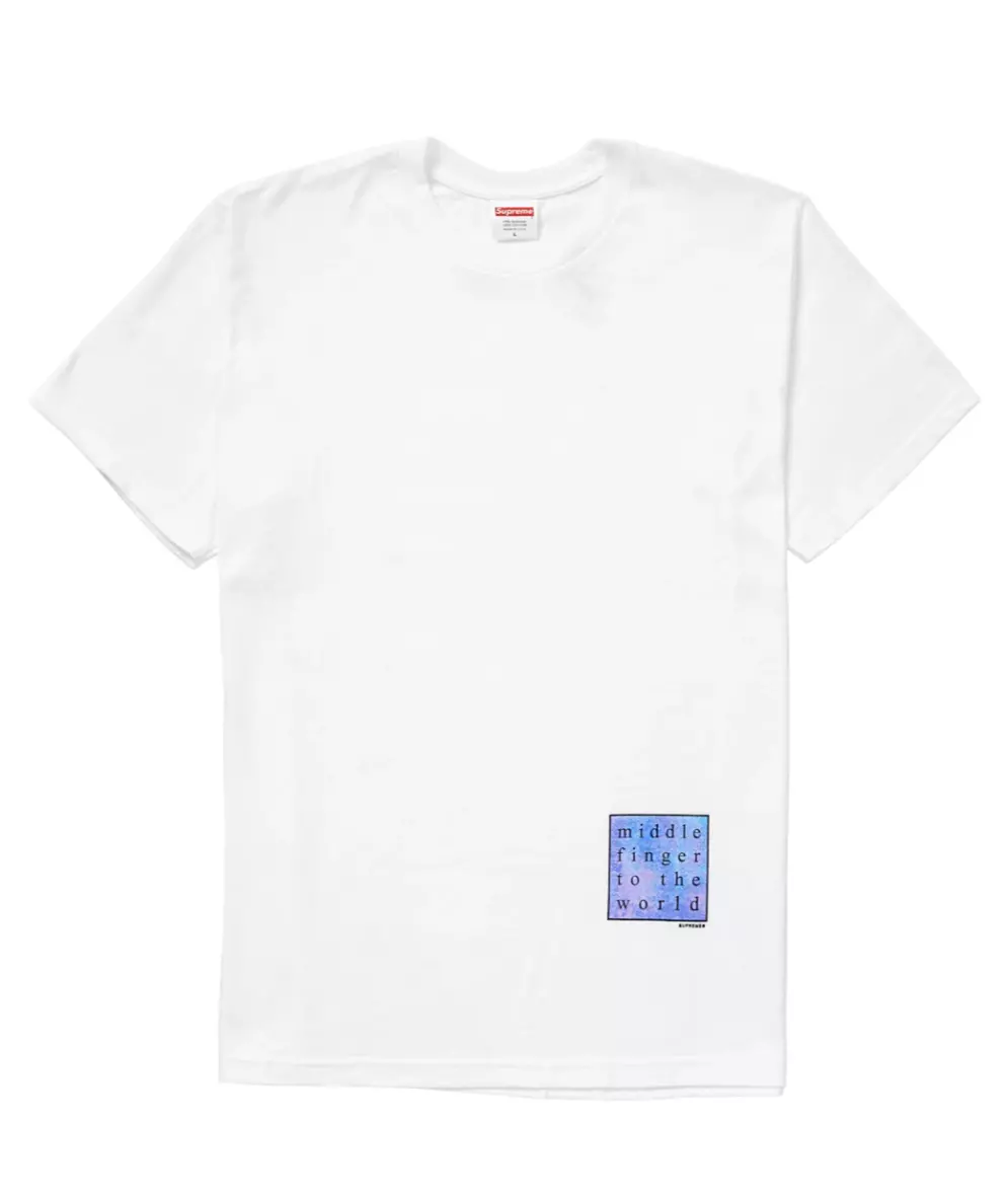 Neuf ! Tee shirt Supreme S/S 19 Middle Finger to the World (blanc) grand