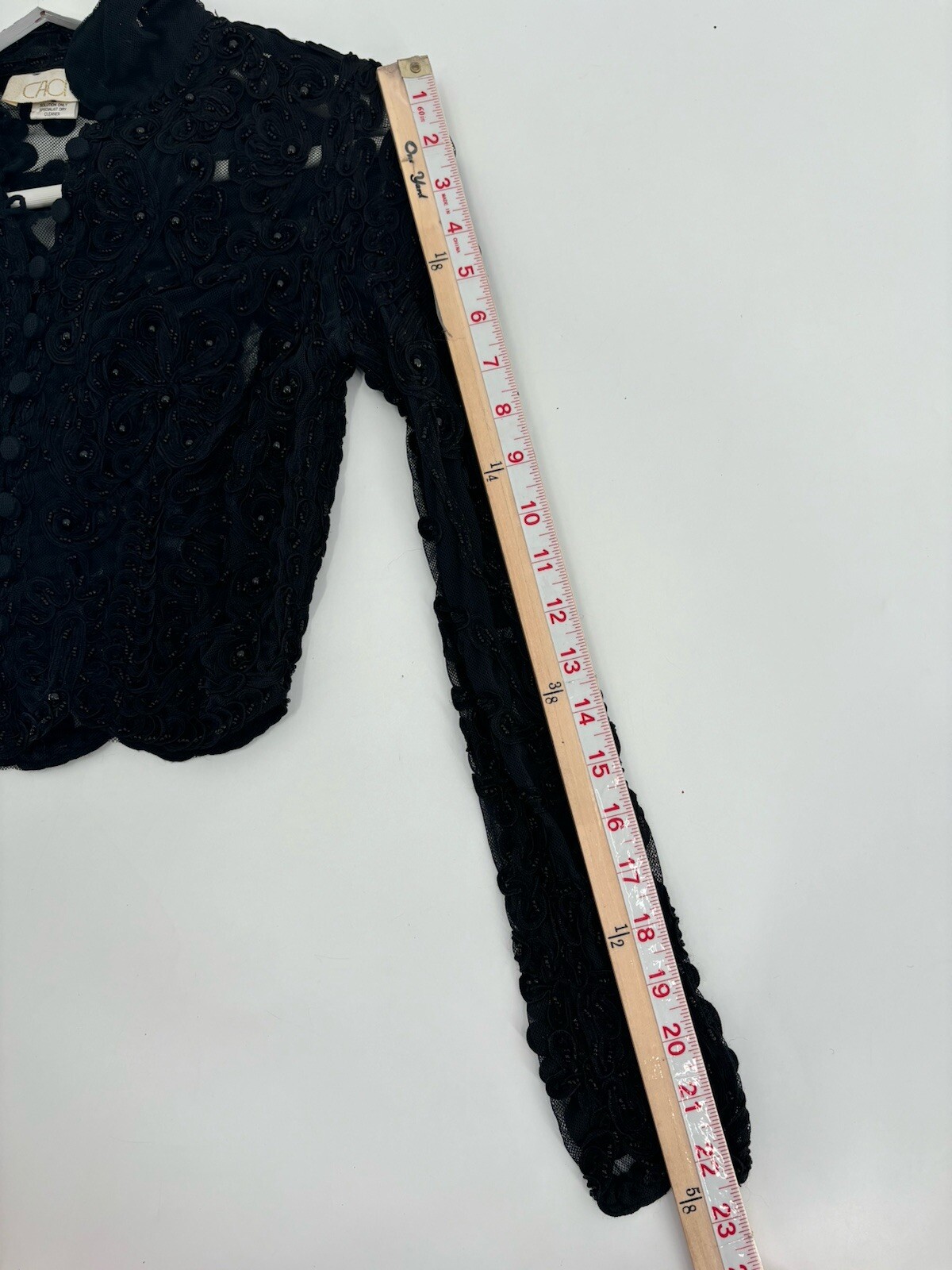 Cache Jacket Womens Medium Black Sheer Beaded But… - image 20