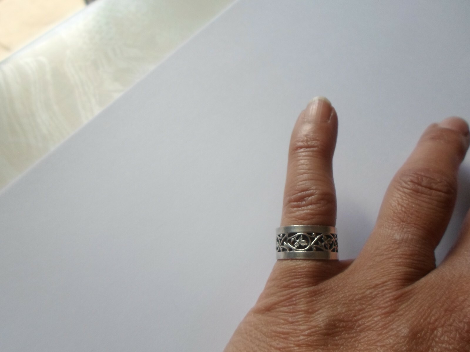 solid silver ring, full openwork tower, vine leav… - image 5