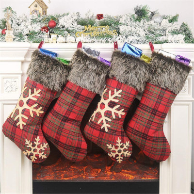 Weihnachtsstrumpf, 4Er Rot Groß Plaid Weihnachtsstrumpf Weihnachtsschmuck Zum Be
