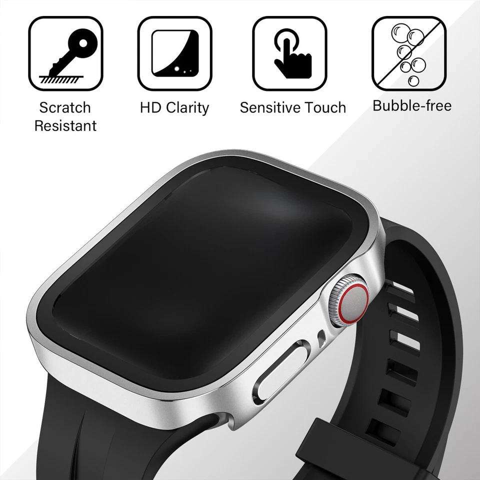 Funda protectora de pantalla incorporada Matal para Apple Watch cubierta trasera cubierta protectora Foto 2 de 4