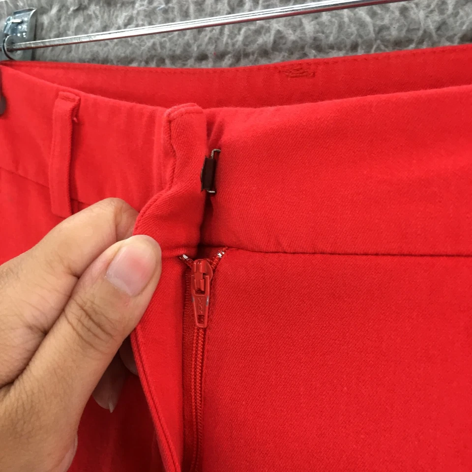 Calça social halógena feminina 8 (real 31x26) vermelha cintura média casual zíper mosca - Imagem 4 de 4