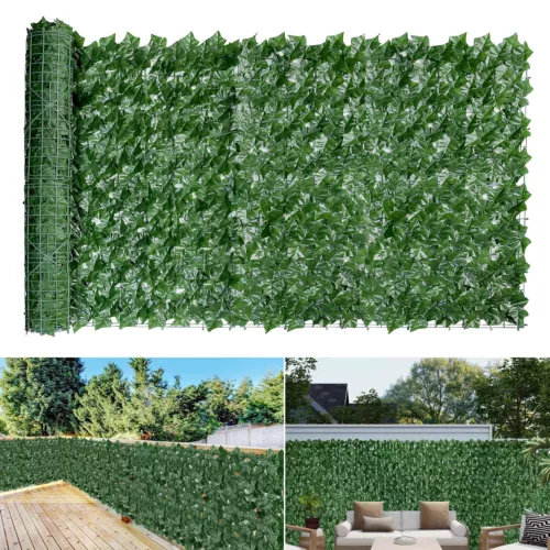 120*40in Artificial Hedge Ivy Leaves Privacy Fence Panel Wall Outdoor Decor - Picture 2 of 5