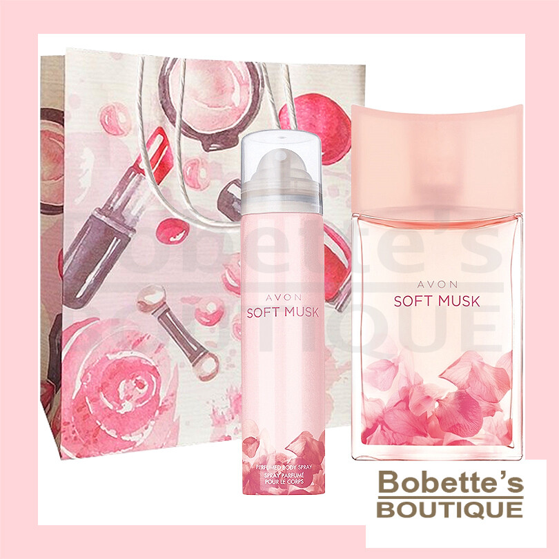 Coffret Soft Musk Avon pour elle avec deux produits parfumés et un sac cadeau inclus