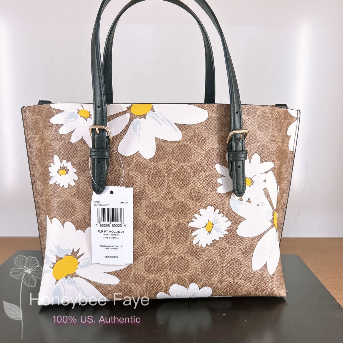 NWT Coach Mollie Tote Bag 25 In Signature Canvas With Floral