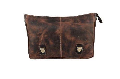 Office Briefcase Laptop Messenger Bag Buffalo Leather Satchel Shoulder Bag 16 In - Afbeelding 7 van 9