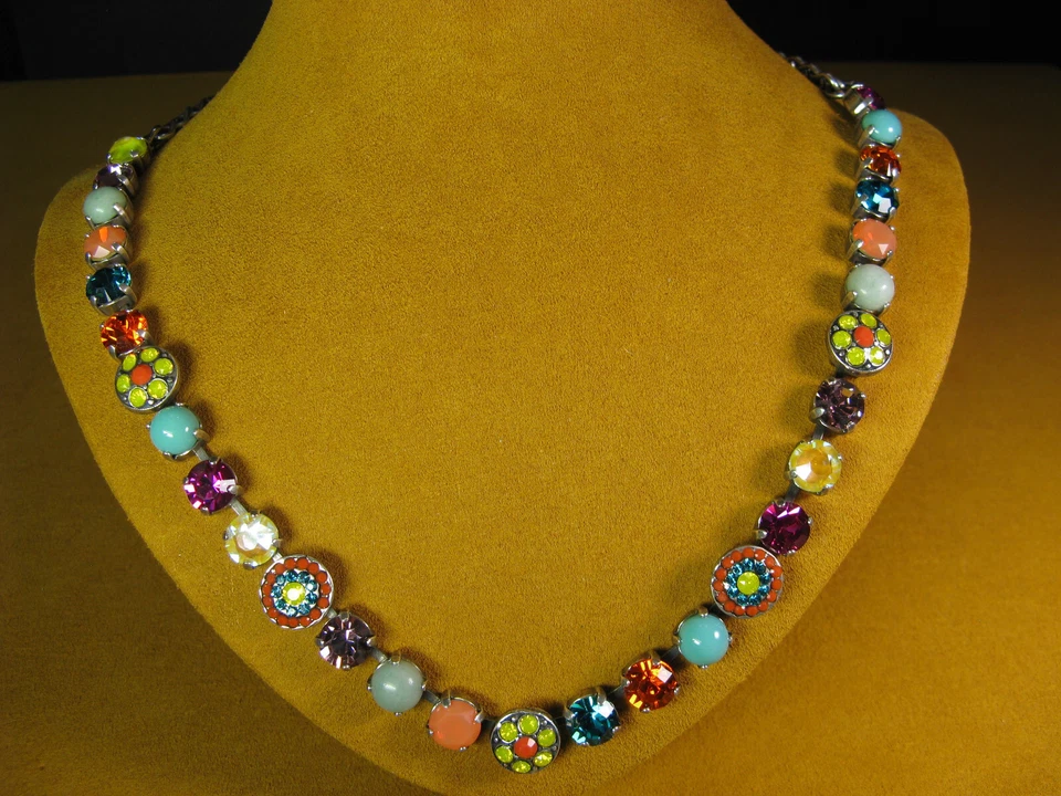 COLLAR MARIANA SWAROVSKI AZUL ROJO AMARILLO CRISTALES TURQUESA MOSAICO Multi Foto 2 de 3