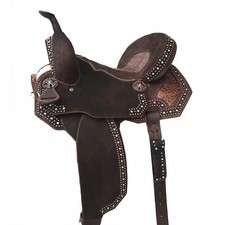 Western Barrel Racing Horse Saddle Premium Leather with tack set 10'' to 18' in