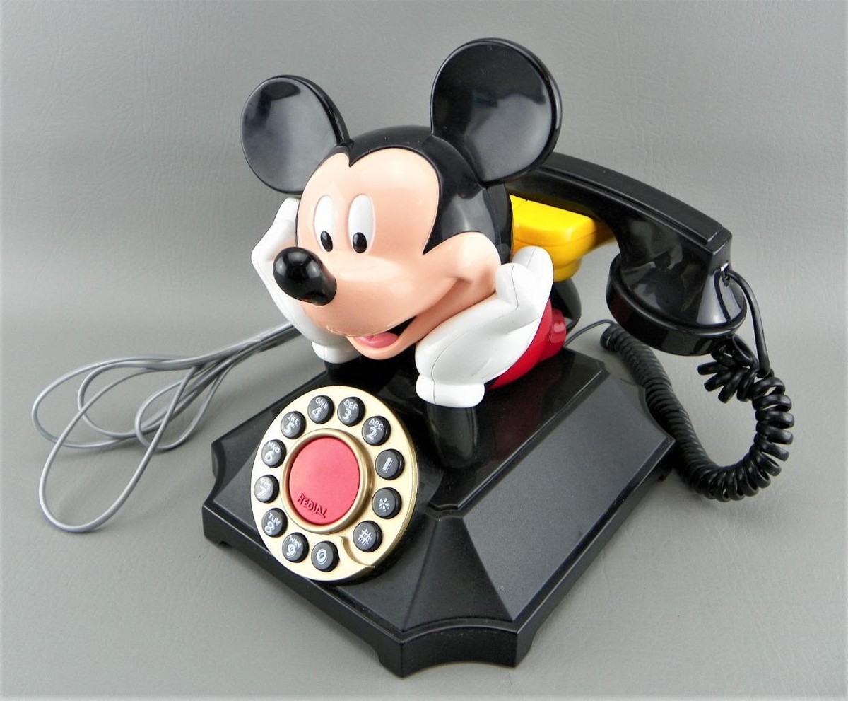 Vintage Telemania Disney Mickey Mouse Push Button Wired Desk