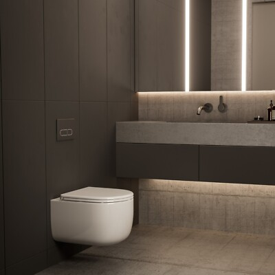 #ad Compact Wall Mount Toilet Combo Set Toilet Bowl with Tank Carrier Dual Flush $419.00