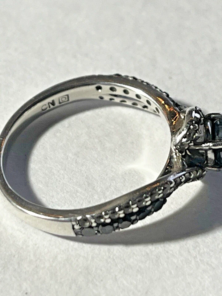 Stella Grace Sterling Silver 3/4 Carat Black Diamond White Sapphire Swirl - Image 3 of 4