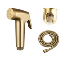 Plastic Brushed Gold Handheld Bidet Sprayer for Toilet with Alloy Bracket Set