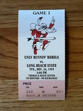 1989-90 UNLV Rebels VS Long Beach State DEC 26 1989 Game 1 Ticket Stub Seat 001