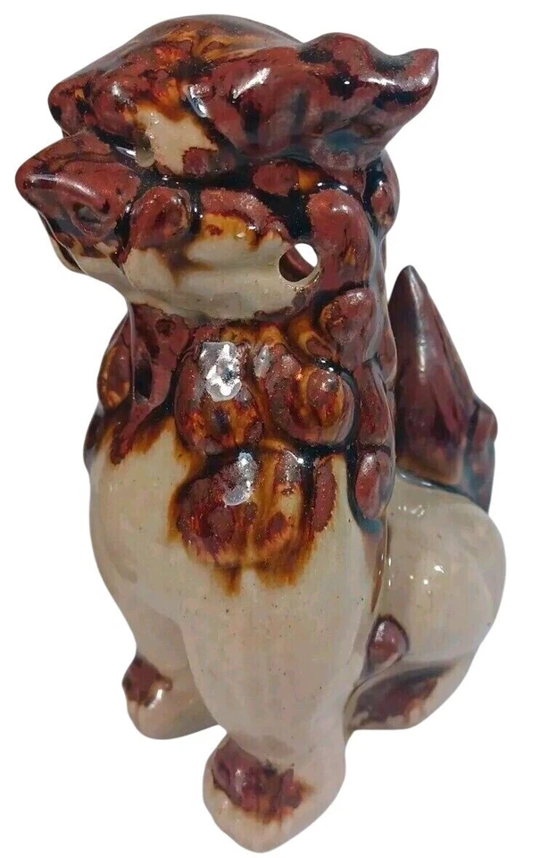 Par 2 estatuillas quemador de incienso foo guardia perro shisha león macho hembra esmalte por goteo Foto 4 de 4